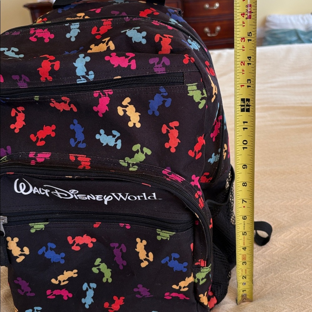 Disney Black Backpack with Colorful Mickey Mouse Silhouettes Walt Disney World - Picture 2 of 9